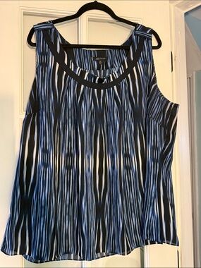 Anne Klein Blue, Black and White Striped Sleeveless Camisole